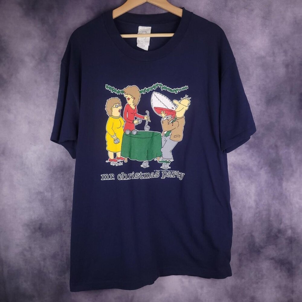 Vintage 90s Christmas holiday party The Misters Novel Teez shirt